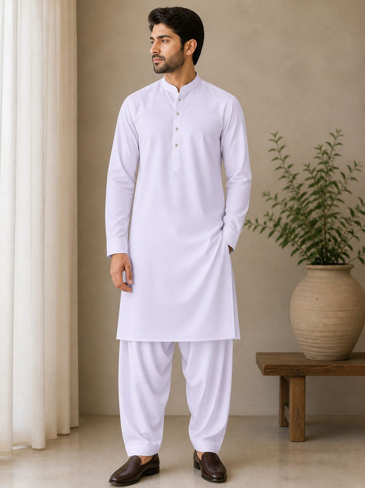 Premium Unstitched White Cotton Suit for Men – Soft & Breathable Summer Fabric